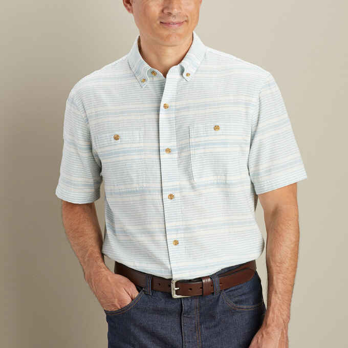 Men's Hemp Short Sleeve Pattern Shirt
