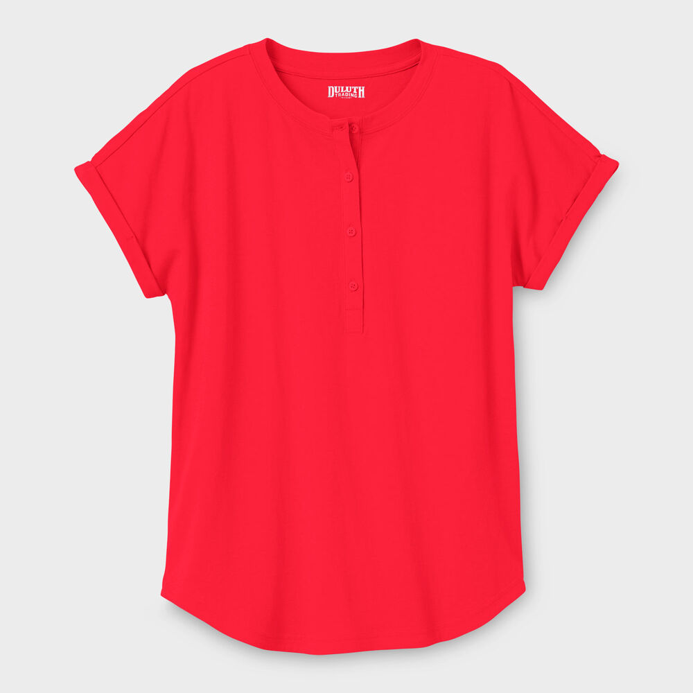 Women's Plus Lightweight Longtail T Short Sleeve Henley CDD 1X Main Image