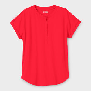 Women's Plus Lightweight Longtail T Short Sleeve Henley