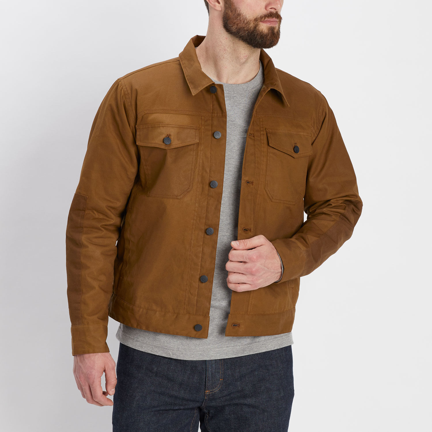 Men Goatskin Plain Brown Trucker Leather Jacket - Brown Leather Jacket