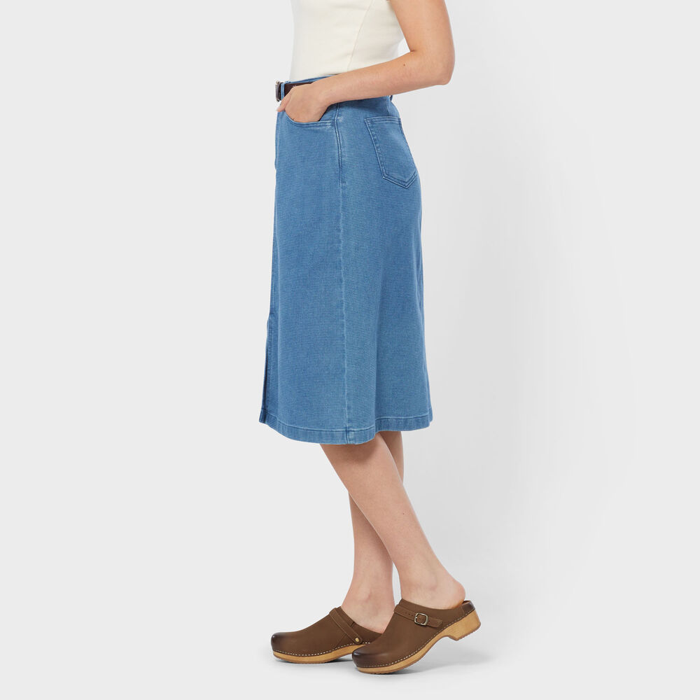 Women's Dobby Indigo Midi Skirt Main Image