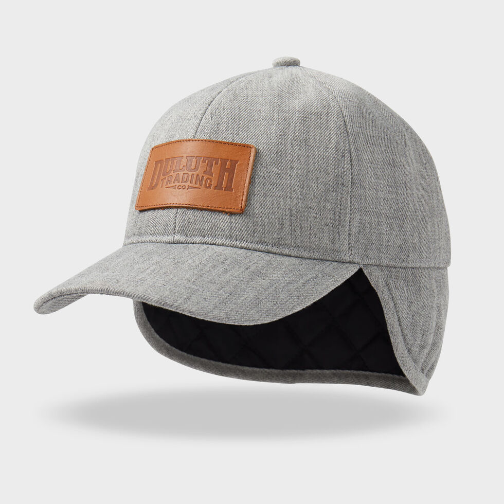 Duluth Trading Co Cap Hat Medium Grey Ear Flaps Knit Bill Lined Faux Fur Winter Women main image 2