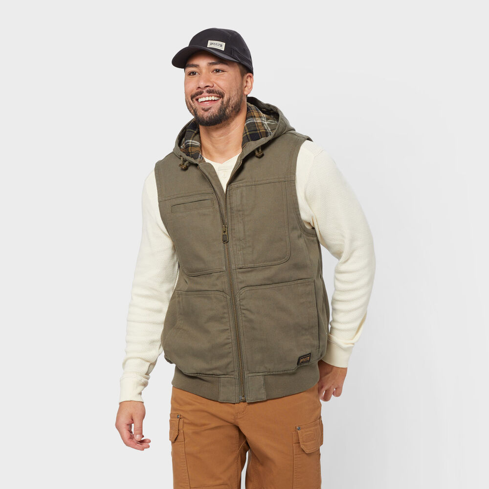 Men's Fire Hose Flannel-Lined Hooded Vest Main Image