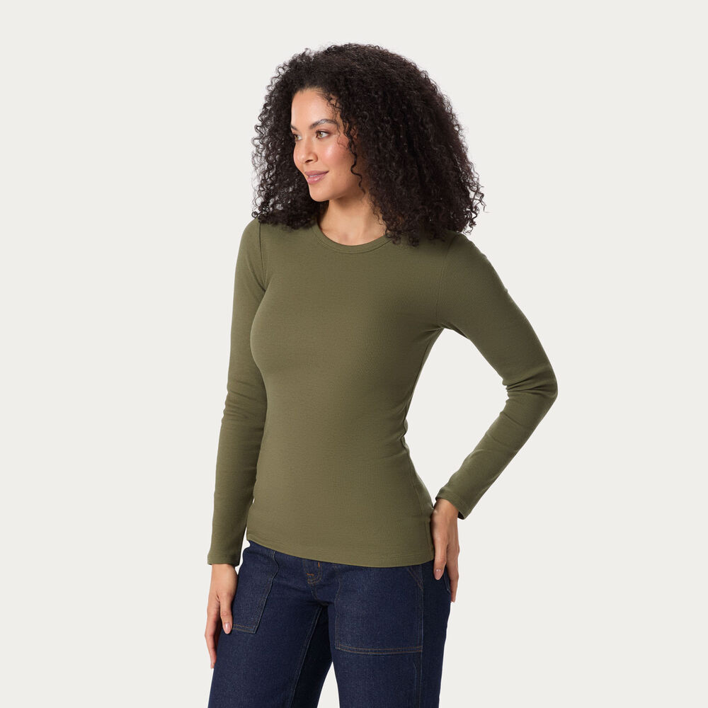 Women's No-Yank Luxe Rib Long Sleeve Crewneck Shirt Main Image