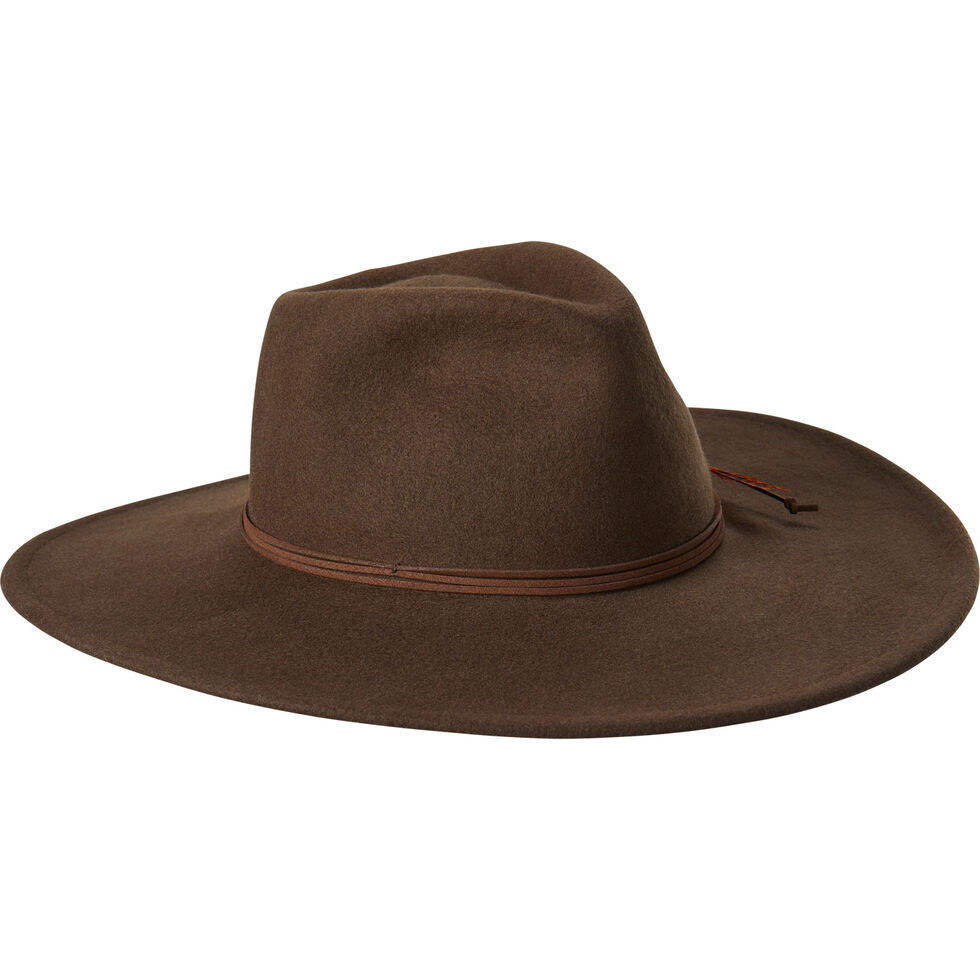 Brown Wide Brim Felt Hat for Women - Frisco Mercantile