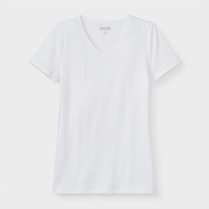 Women's Plus No-Yank V-Neck Tee WHI 1X
