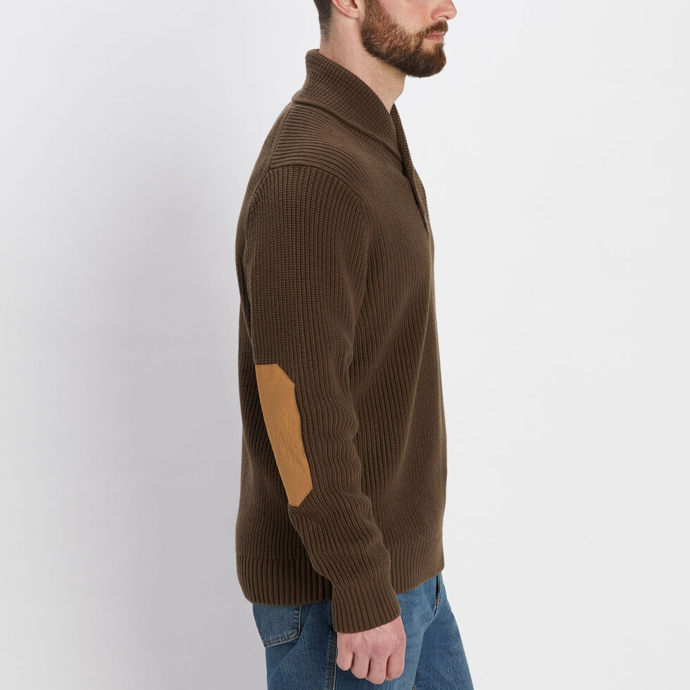 Mens Sweater Shawl Elbow Patches