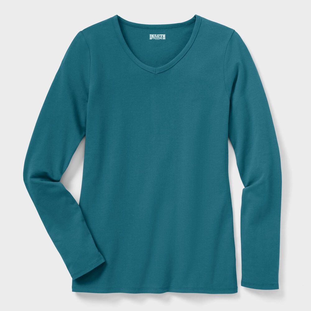 Women's Plus No-Yank Long Sleeve V-Neck T-Shirt Main Image
