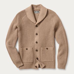 Men's Burly Retirement Shawl Collar Waffle Cardigan