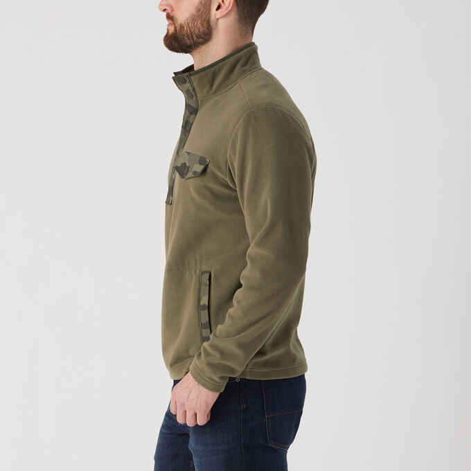 Men's Doubleback Print Fleece Button Mock Pullover