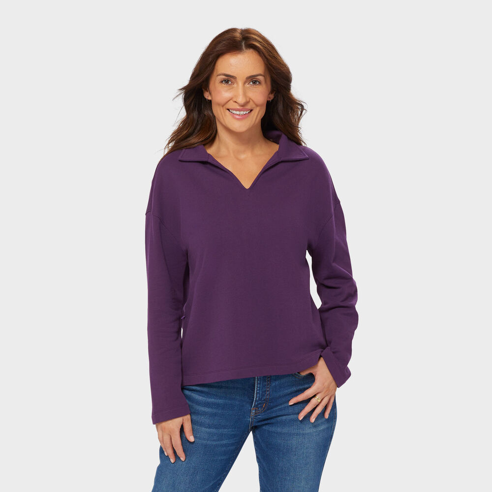 Women's Canal Park Terry Collared Long Sleeve Main Image