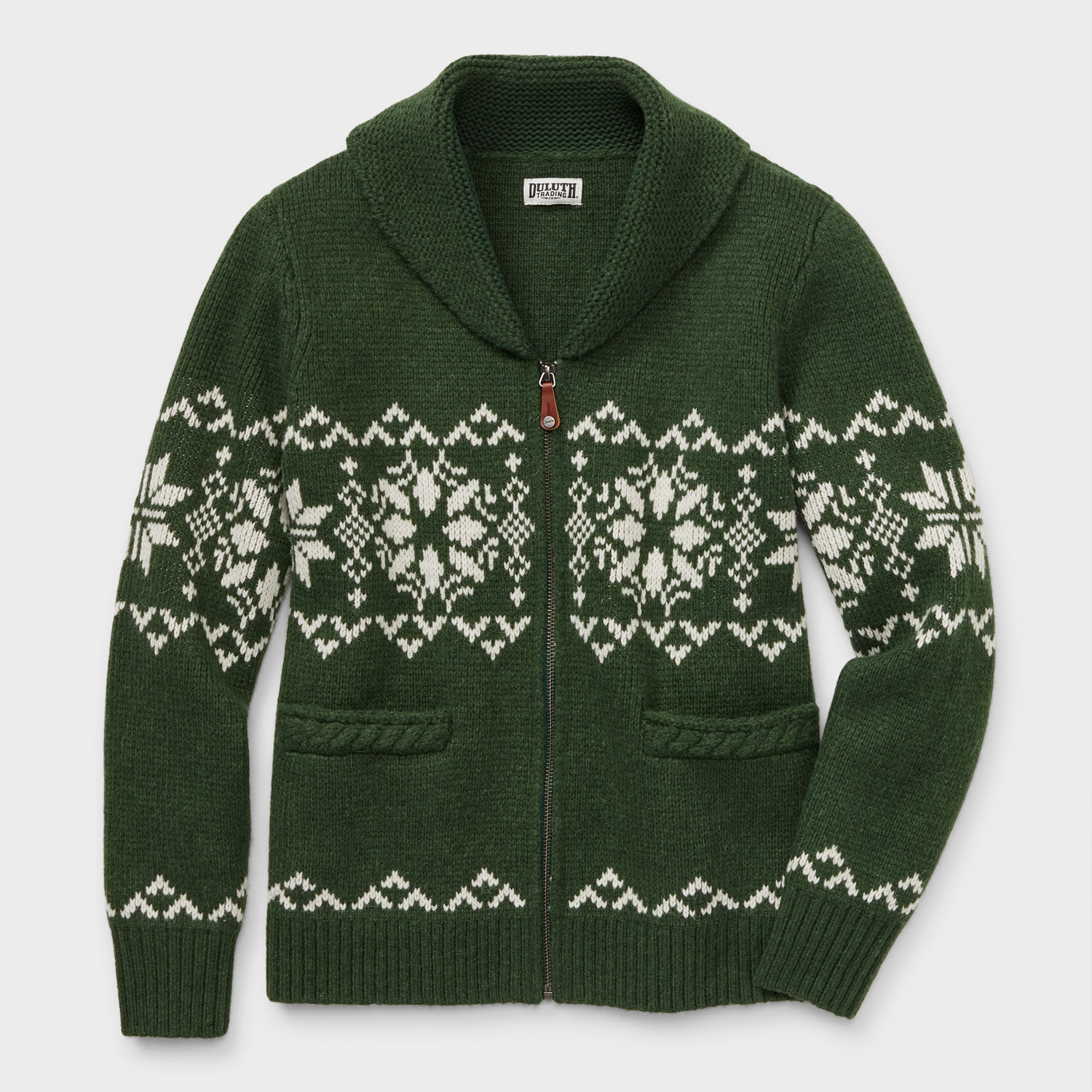 Women's Woolpaca Zip-Front Jacquard Cardigan | Duluth Trading Company
