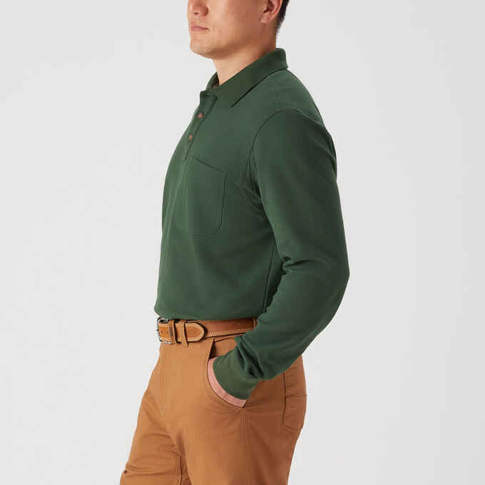 Men's No Polo Shirt Long Sleeve with Pocket