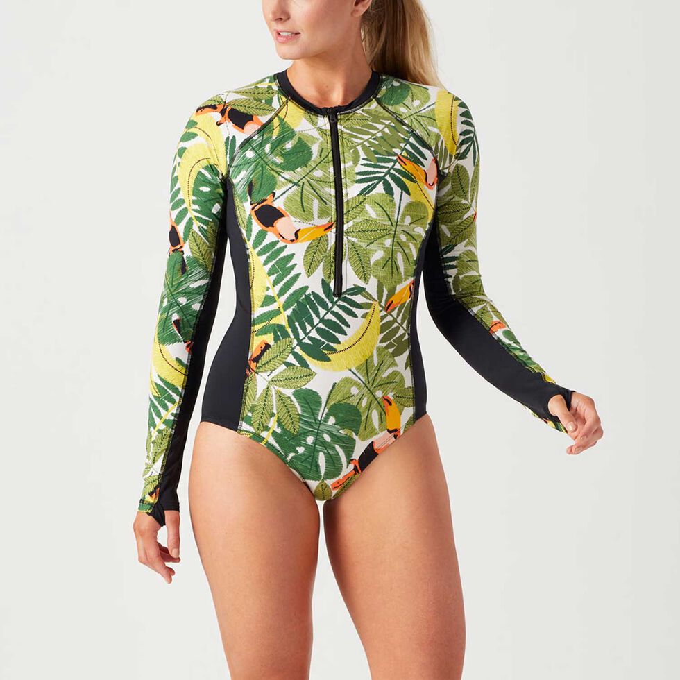Women's Suit Up Swim Built-in Bra Long Sleeve One Piece