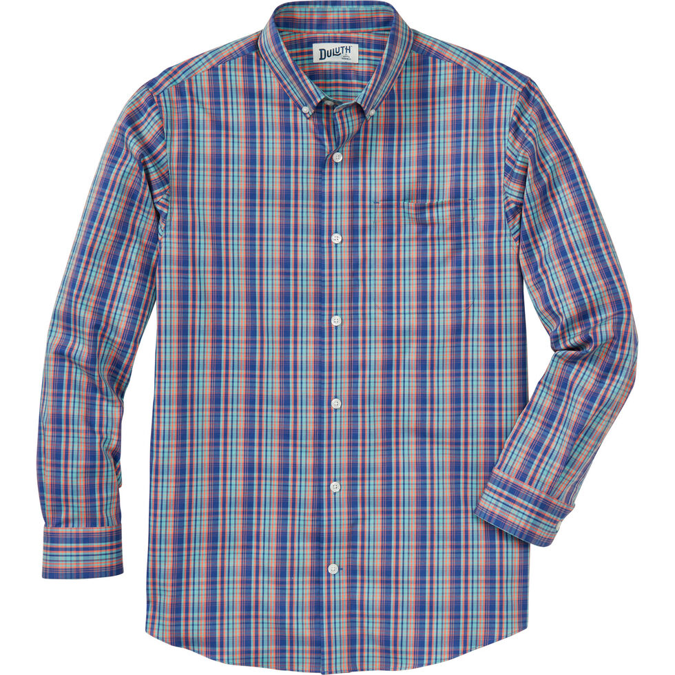 Men's Wrinklefighter Relaxed Fit Long Sleeve Shirt - Blue - Duluth Trading Company