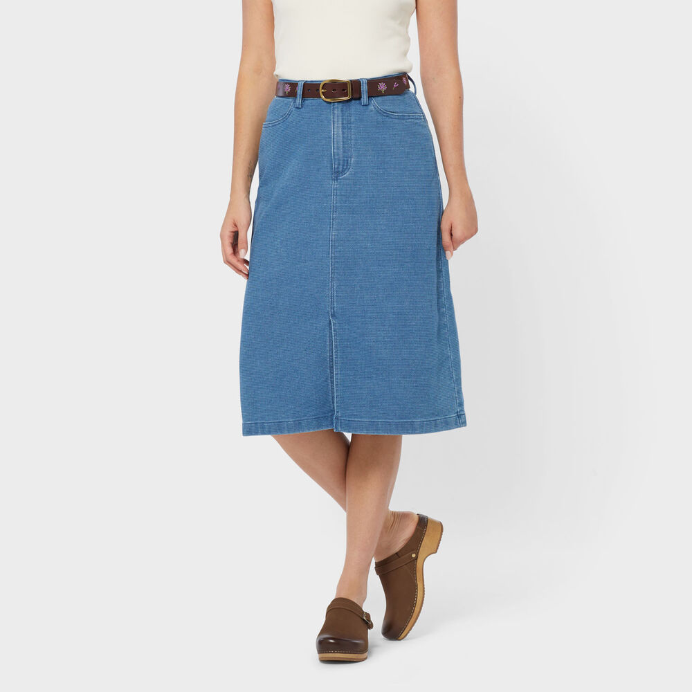 Women's Dobby Indigo Midi Skirt Main Image