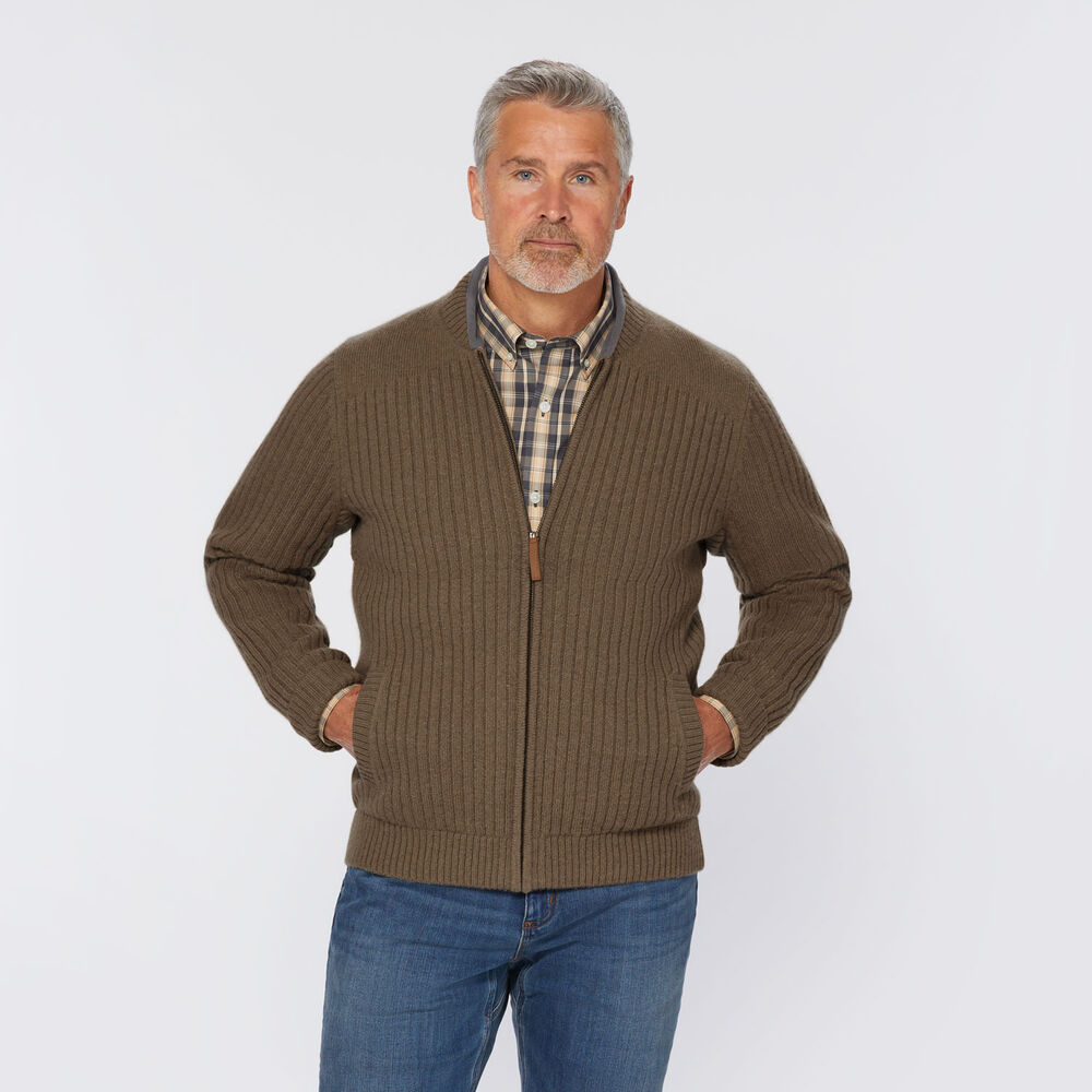 Men's Shetland Wool Windproof Zip Sweater Main Image