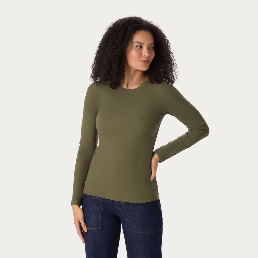 Women's No-Yank Luxe Rib Long Sleeve Crewneck Shirt Main Image