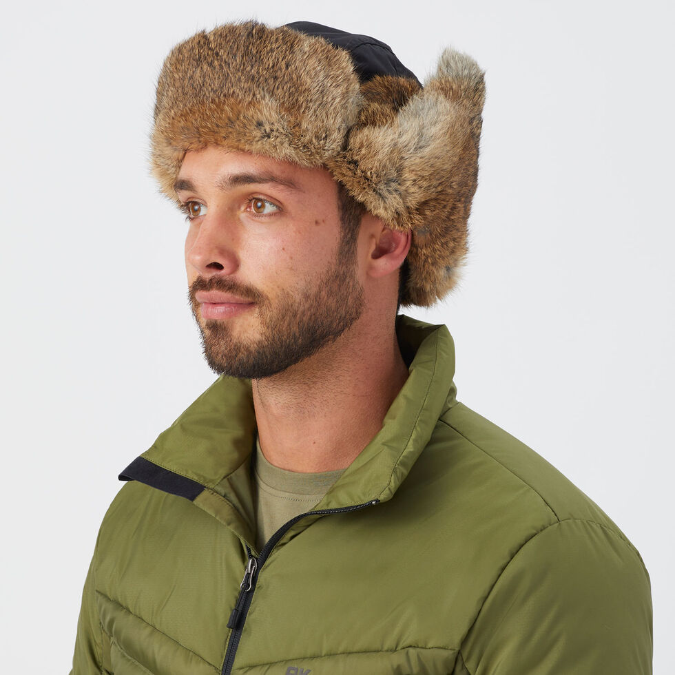 Men's AKHG Ushanka Fur Trapper Hat - Black 2XL Duluth Trading Company