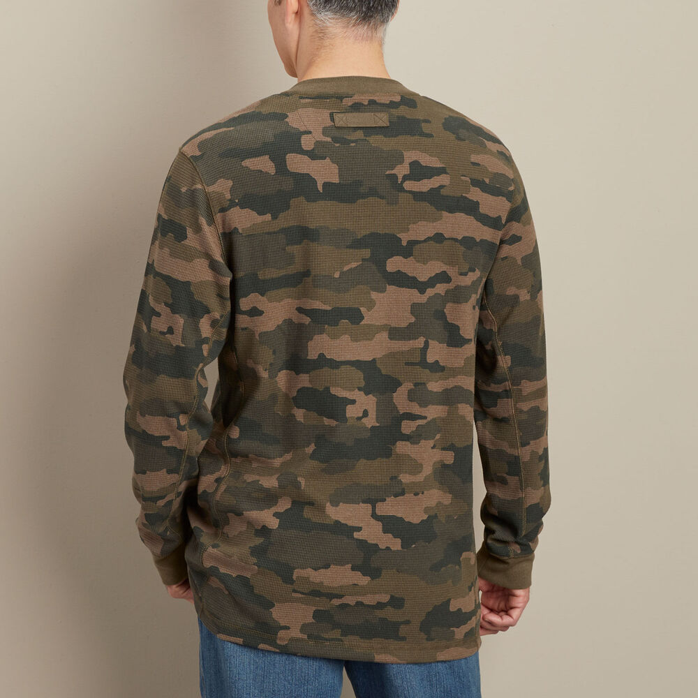 Men's Burly Thermal Camo Henley Shirt Main Image