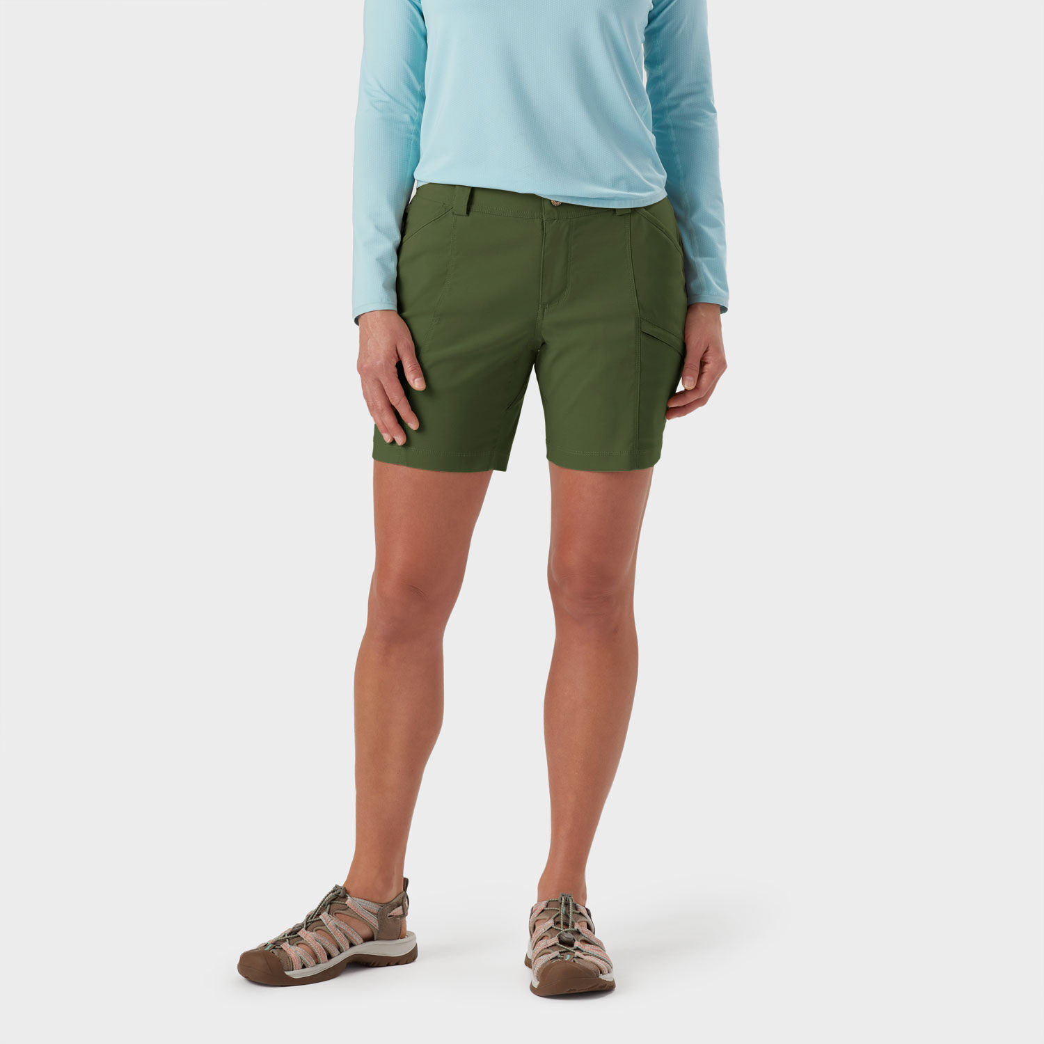 INHABITANT【Boat Womans Dry Shorts】Blue M baleaf High Waisted Swim Shorts for Women with Zipper Pockets Knee