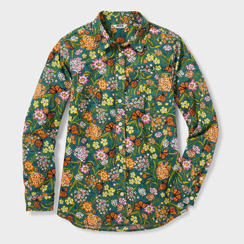 green ruched button down dress The Hanover Flannel main image 1