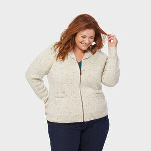 Women's Plus Woolpaca Zip-Front Jacquard Cardigan