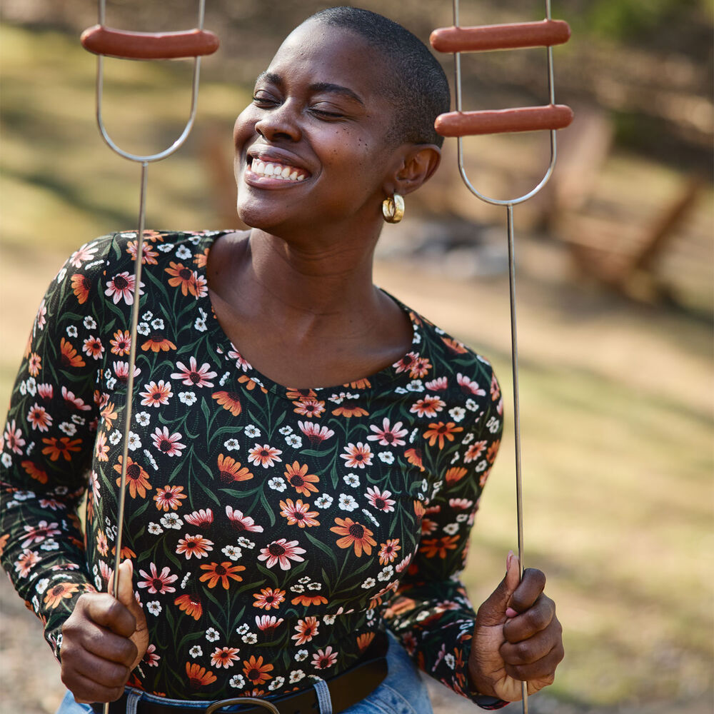 Women's No-Yank Long Sleeve V-Neck T-Shirt Main Image