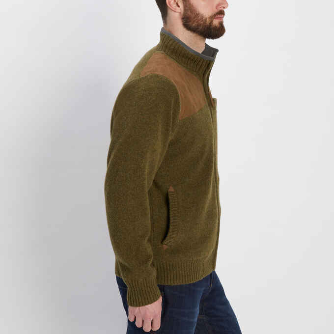 Men's Shetland Wool Windproof Zip Sweater