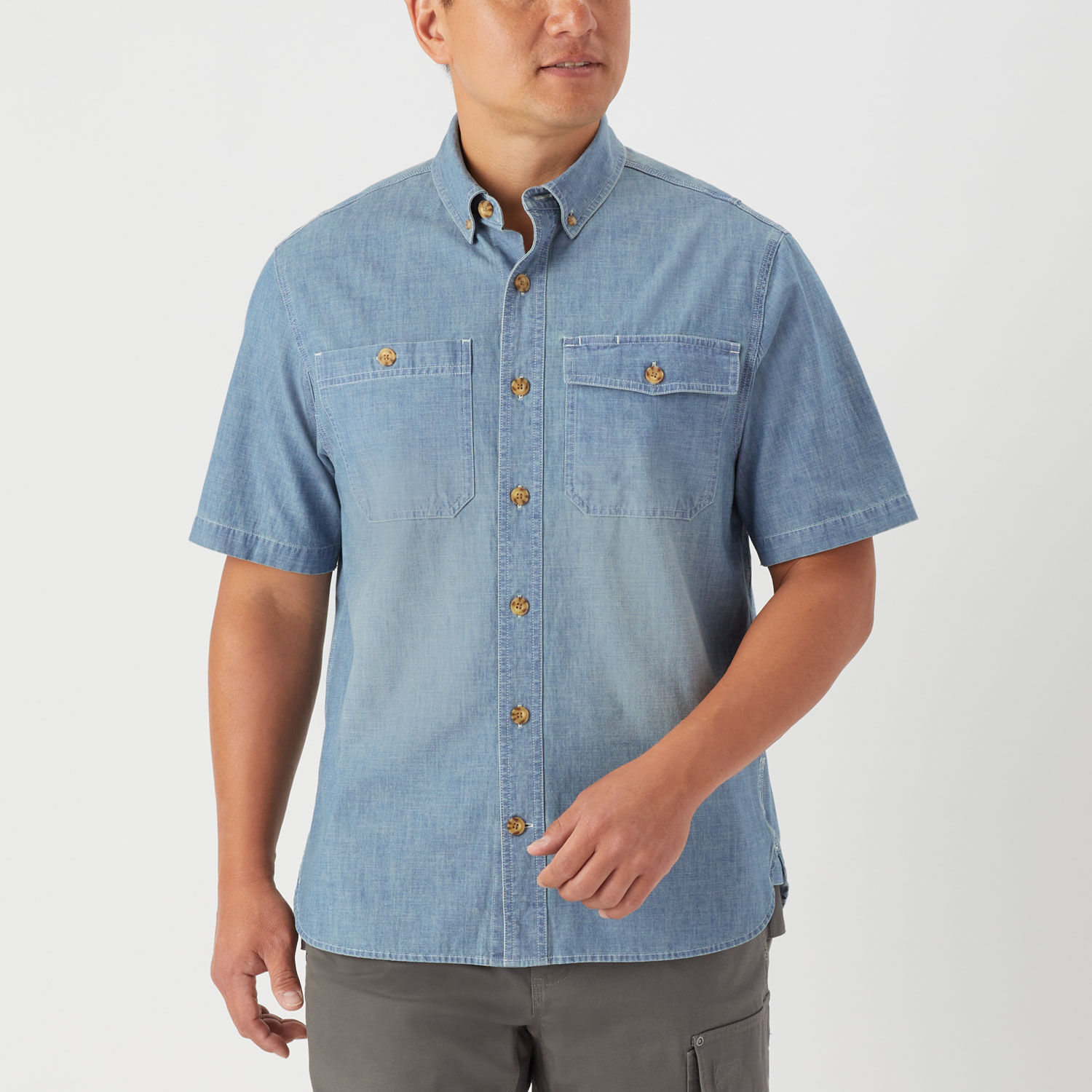 COOLMAX Chambray Standard Fit Short Sleeve Shirt | Duluth Trading