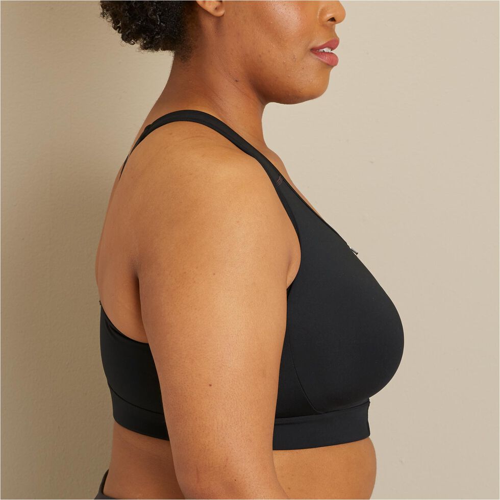 Duluth Trading Company Womens Adjustabust High Impact Zip-Front Bra NWT  Black 10