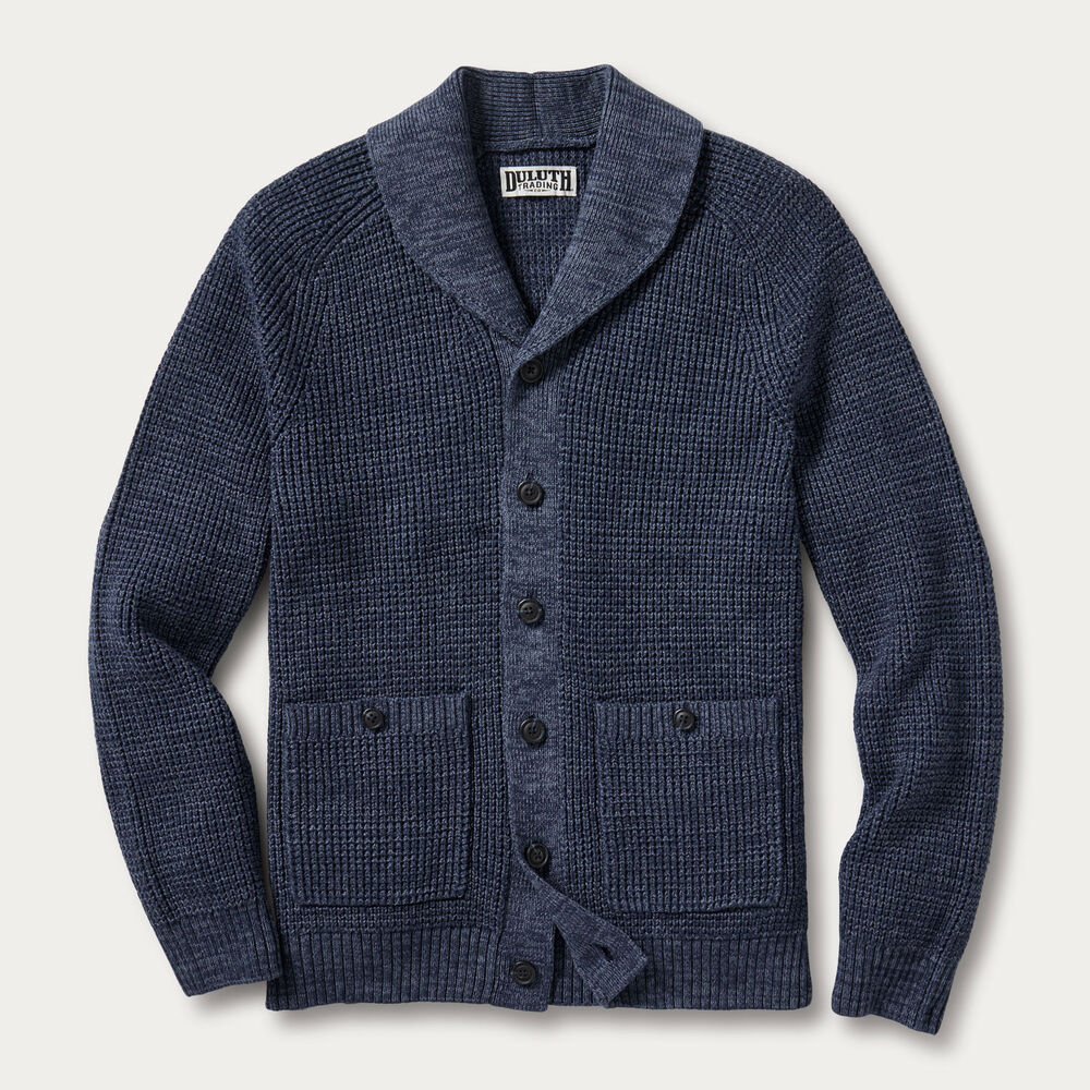 Men's Burly Retirement Shawl Collar Waffle Cardigan Main Image
