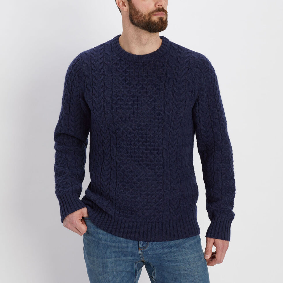 Men's Shetland Wool Cable Sweater