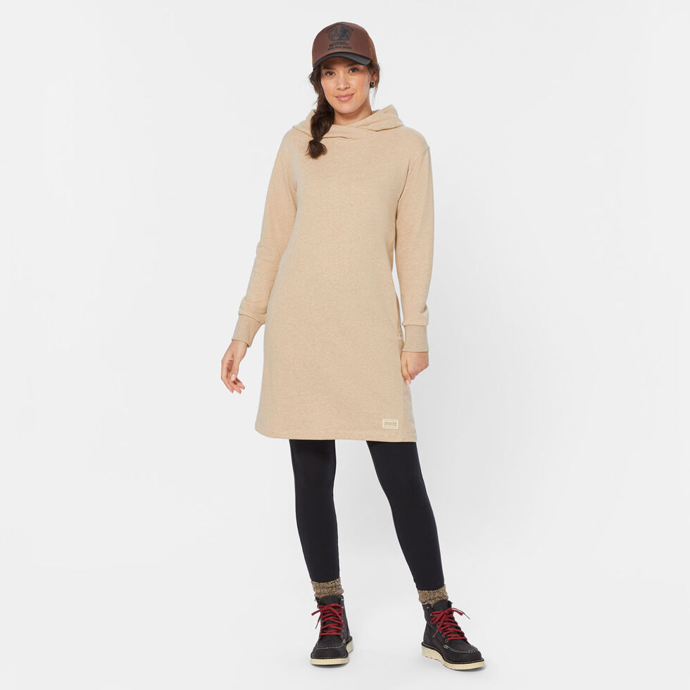 beige hoodie dress French Terry Long Puff Sleeve Hoodie Dress main image 1