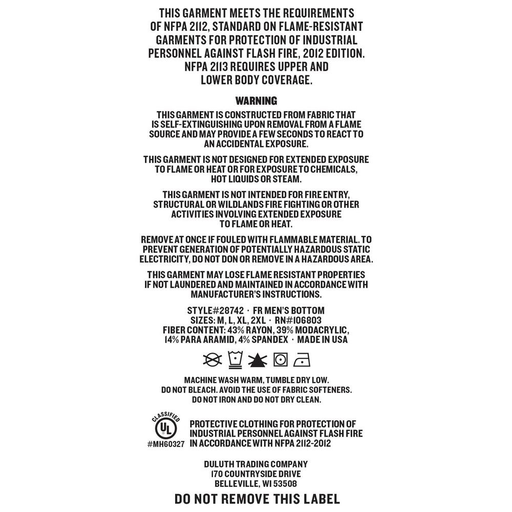 Men's Fire Resistant Base Layer Pants Main Image