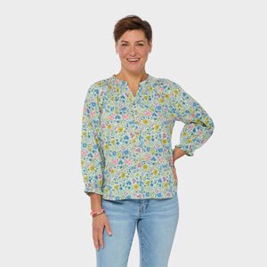 Women's Artisan Hemp 3/4 Sleeve Smocked Blouse