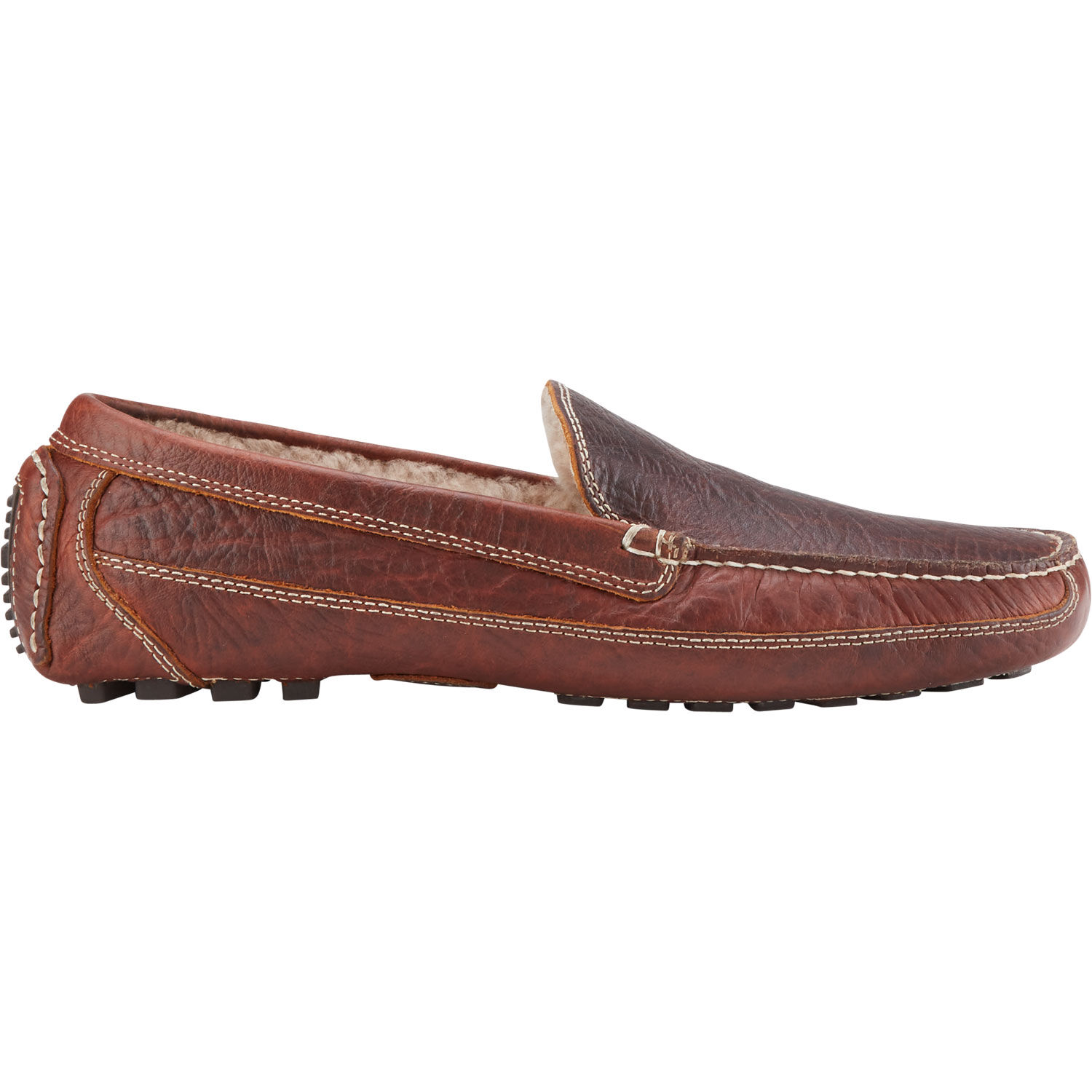 Men s Bison Leather Fleece Lined Driving Moccasins Duluth