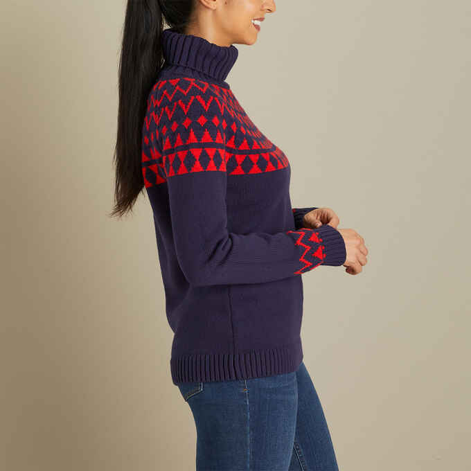 Women's Cotton Blend Fair Isle Turtleneck Duluth Trading Company