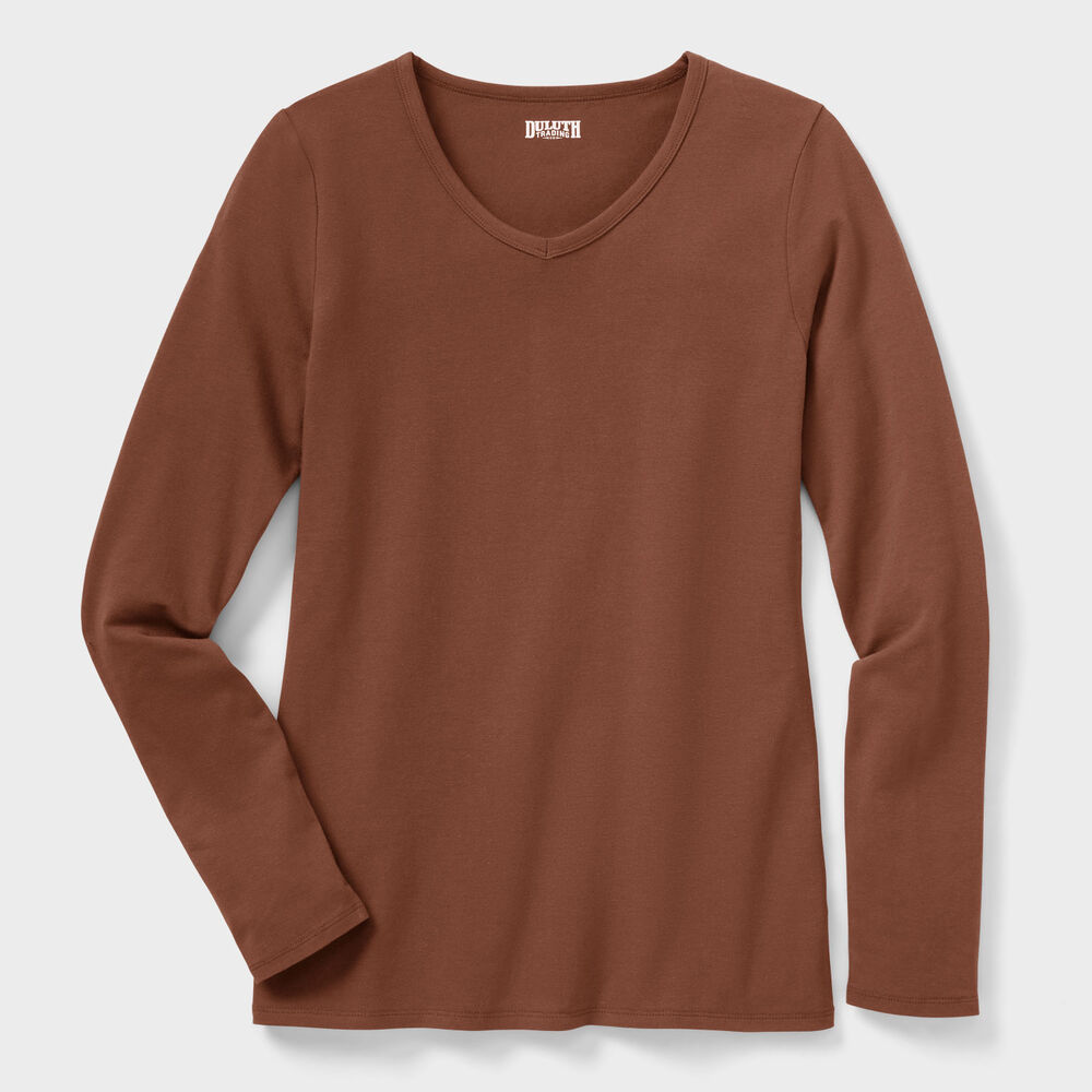 Women's Plus No-Yank Long Sleeve V-Neck T-Shirt Main Image