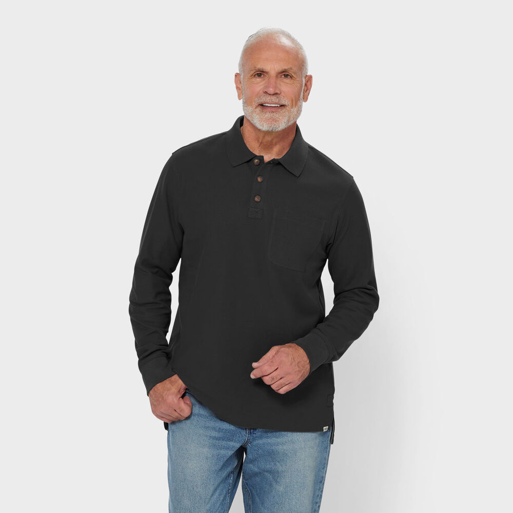Men's No Polo Shirt Long Sleeve with Pocket Main Image