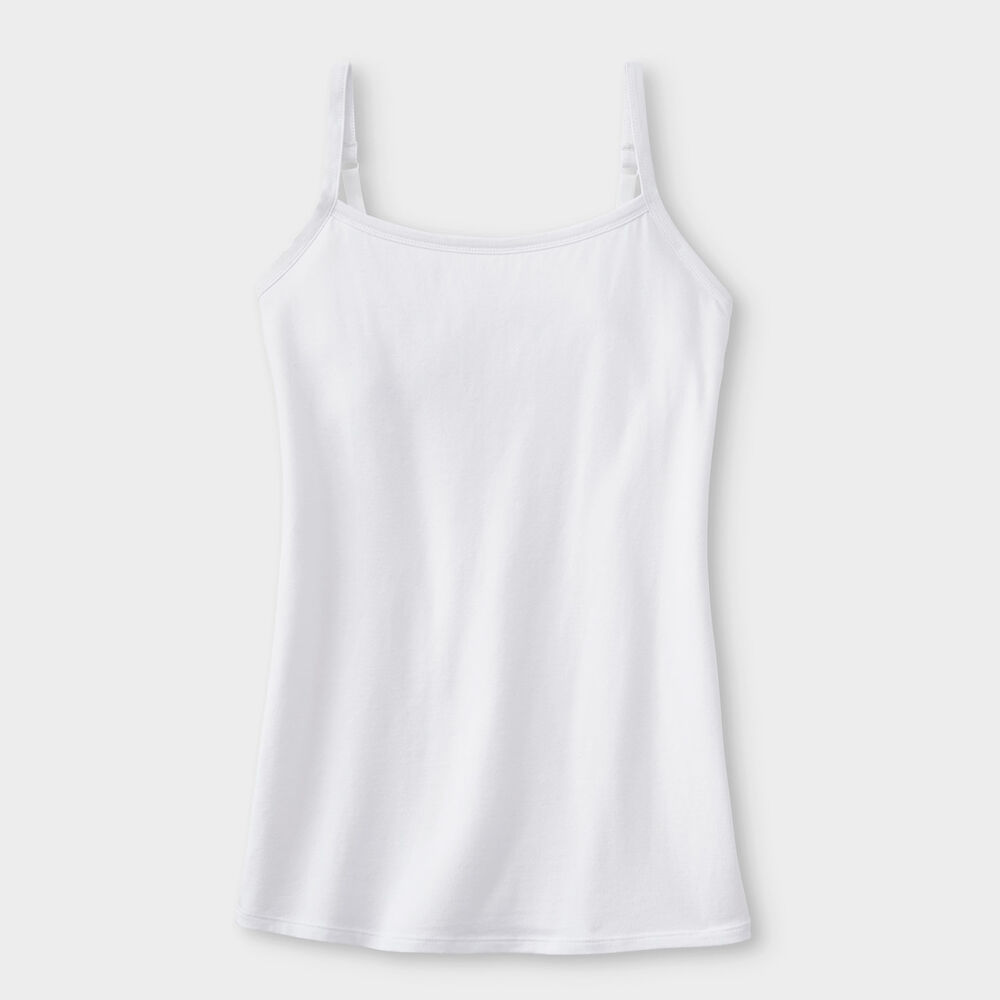 Women's No-Yank Shelf Bra Scoop Neck Cami WHITE LR Main Image