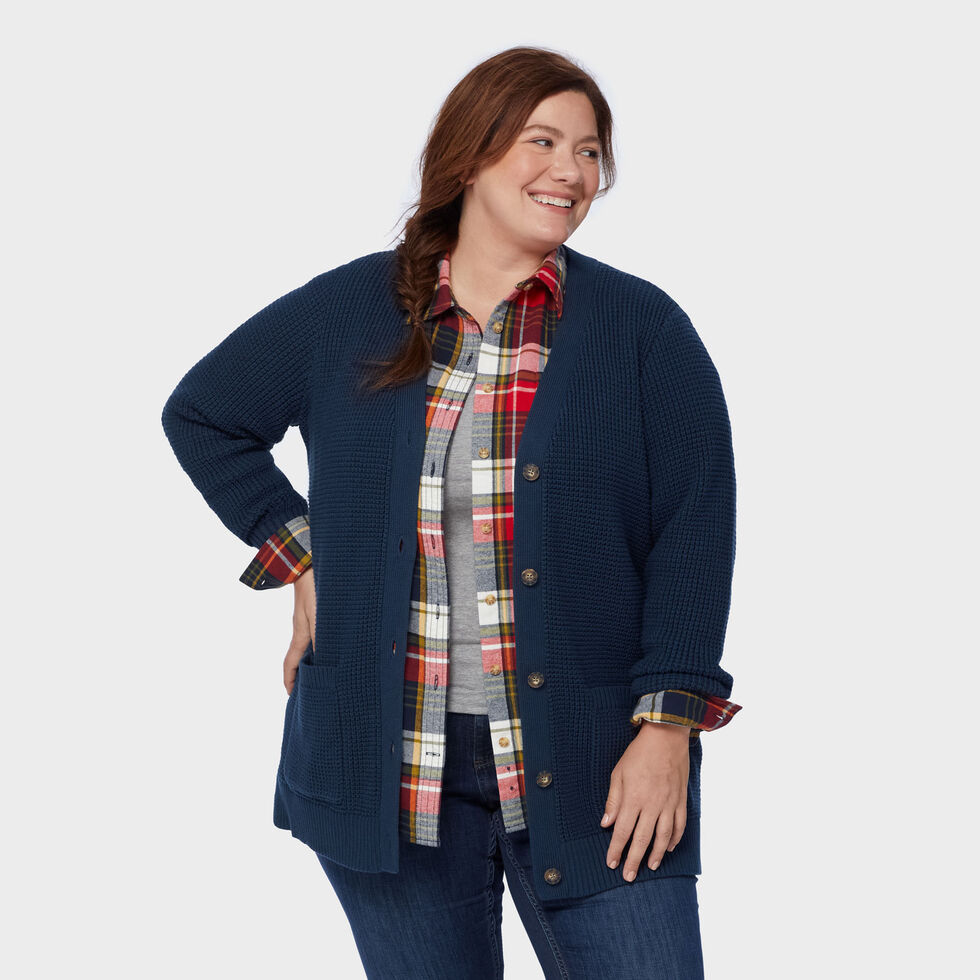 Women's Plus Heritage Waffle Stitch Cardigan Sweater Duluth