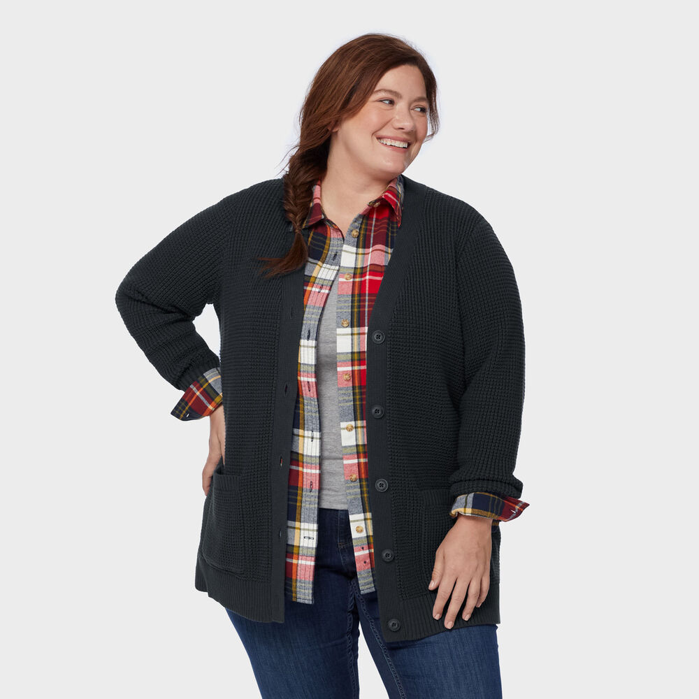 Women's Plus Heritage Waffle Stitch Cardigan Sweater Main Image
