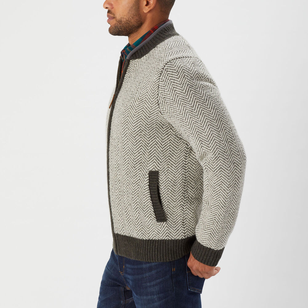 Men's Shetland Wool Windproof Pattern Zip Sweater Main Image