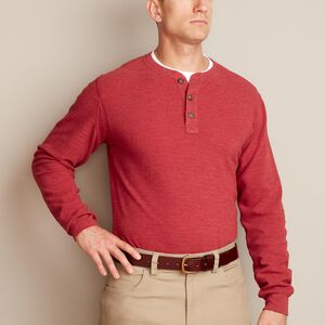 Men's Waffle Trim Fit Long Sleeve Henley Shirt