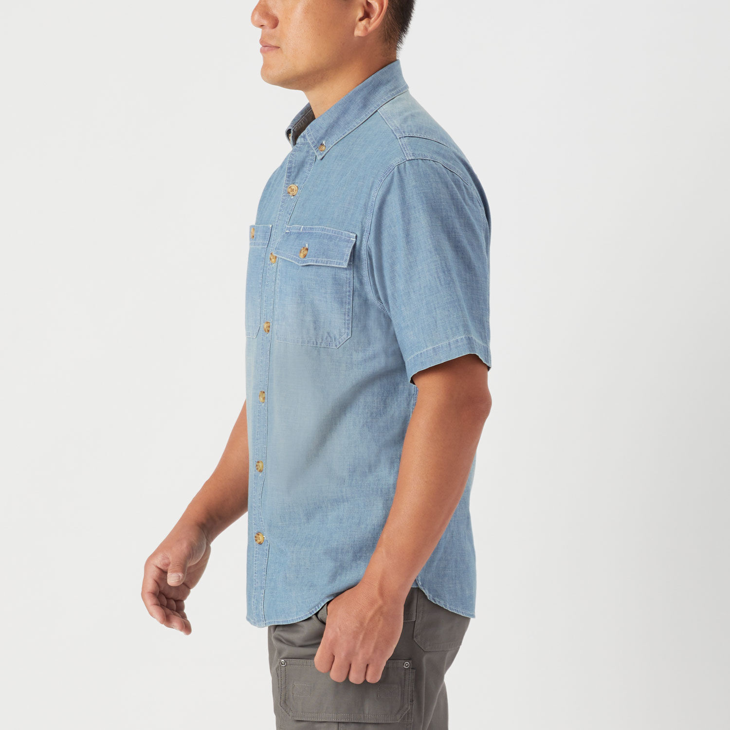 COOLMAX Chambray Standard Fit Short Sleeve Shirt | Duluth Trading