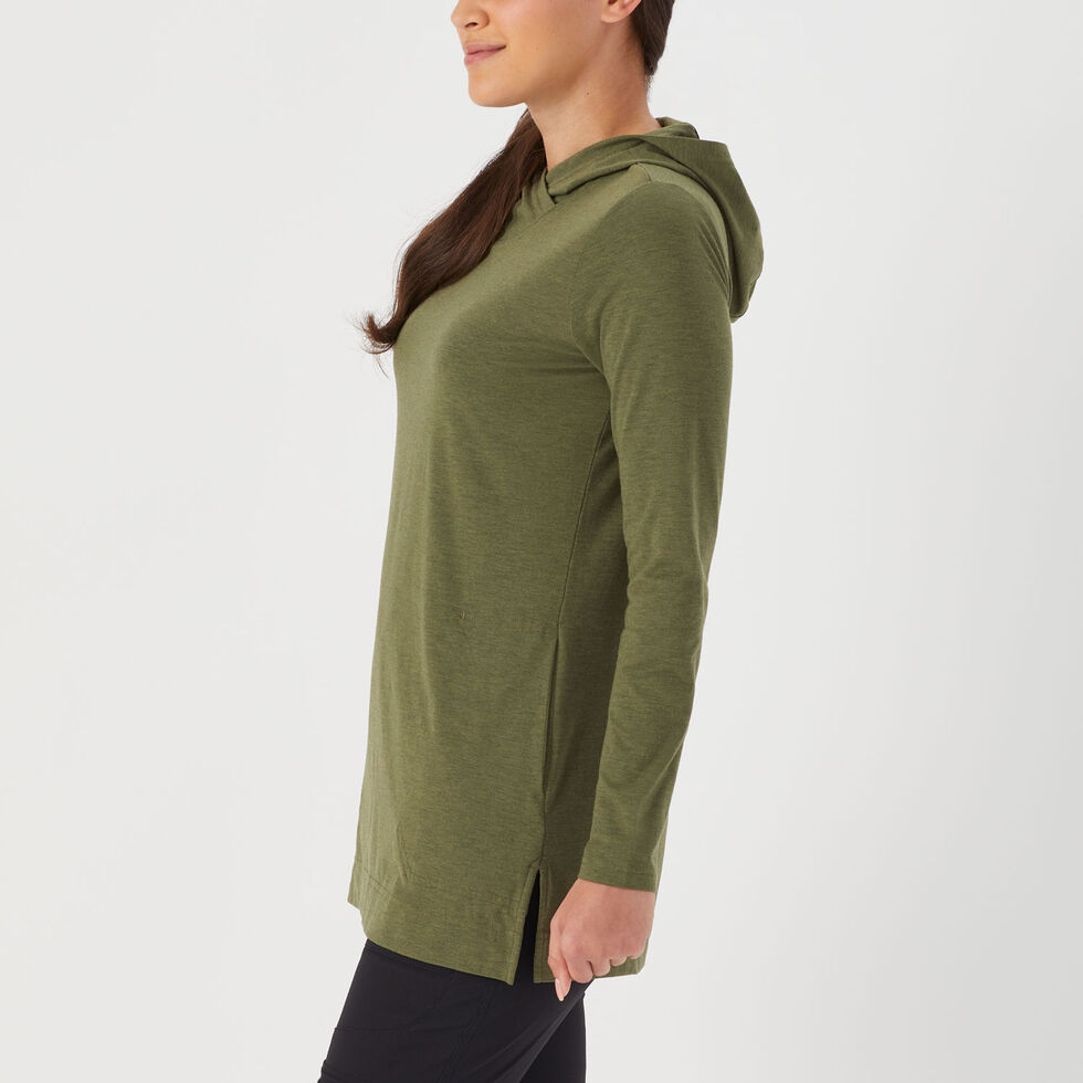  Women's Solid Color Long Hoodie Dress Tunic Sweatshirt