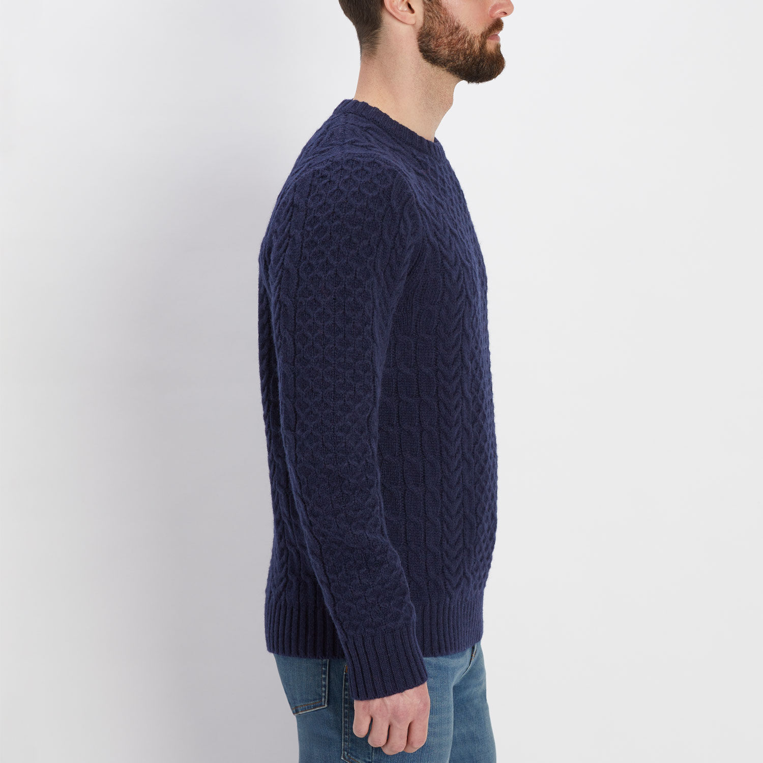ニット+セーター ohotoro  cable Knit (Navy) 100% cotton cable knit V-neck jumper | OYSHO United Kingdom