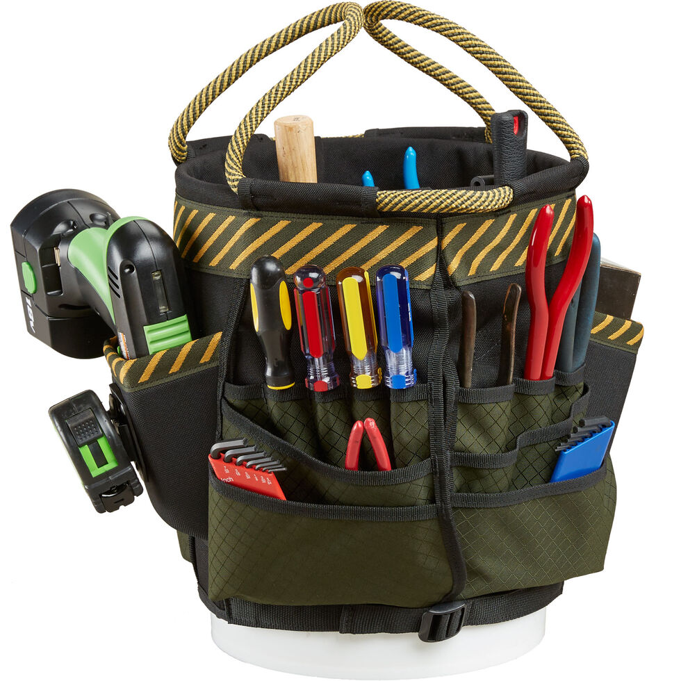 Bucket Tool Bag Organizer 5-Gallon Bucket Tool Bag with 60 Pockets - Bucket Tool Bag - Bucket Tool Organizer