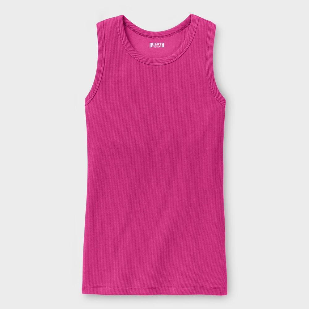 Women's No-Yank Rib Racerback Shelf Bra Tank Main Image